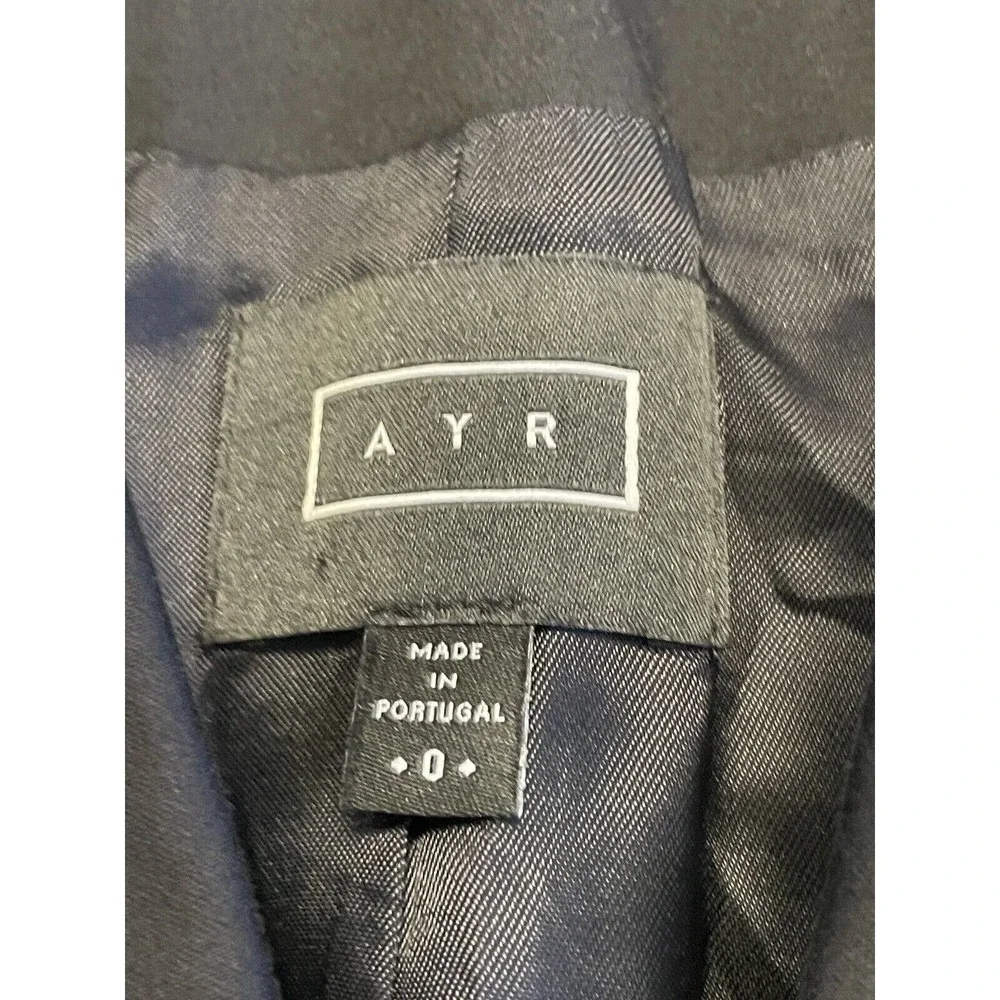 AYR Double Breasted Black Blazer Jacket Women's Size 0 Button Up Cotton Knit‎